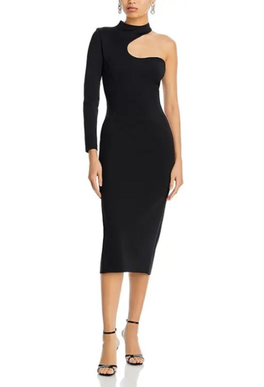 MOTHER OF ALL Women's Sydney Midi Dress Medium Black Cut Out Long Sleeve NWT
